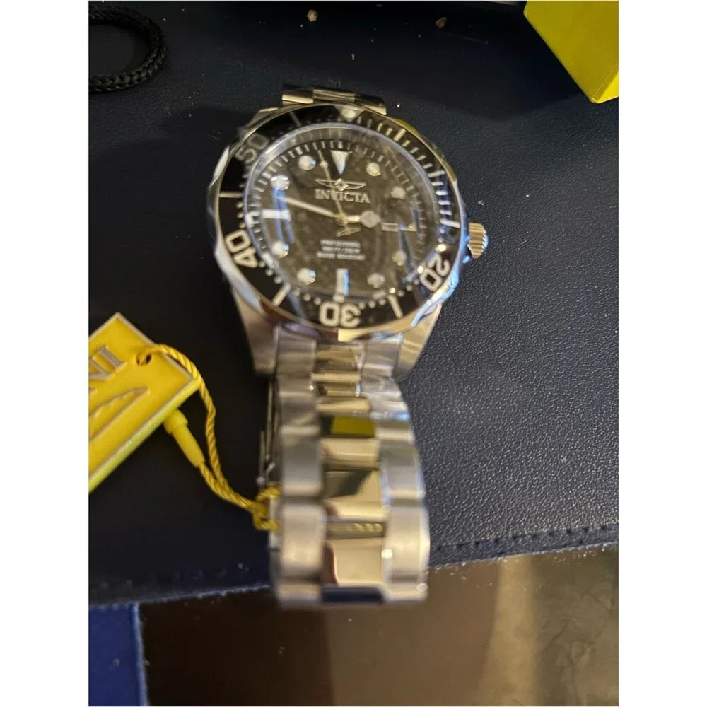 Invicta Silver Watch with Black Dial and Bezel